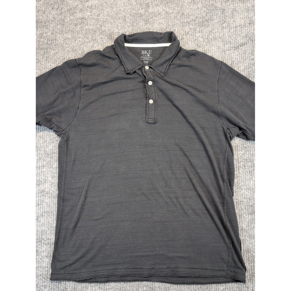 BKE Men's Shirt XL Black Short Sleeve 3 Buttons